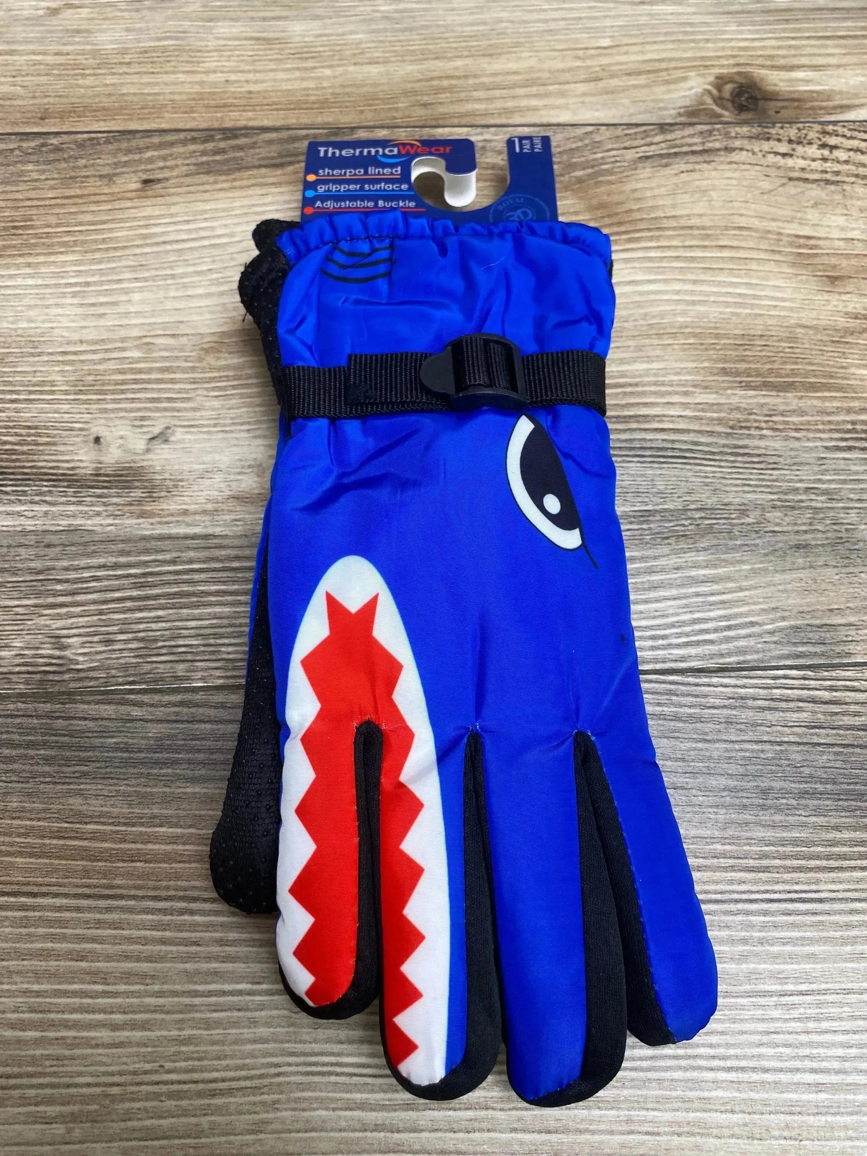 NEW ThermaWear Kid's Shark Winter Ski Gloves Blue