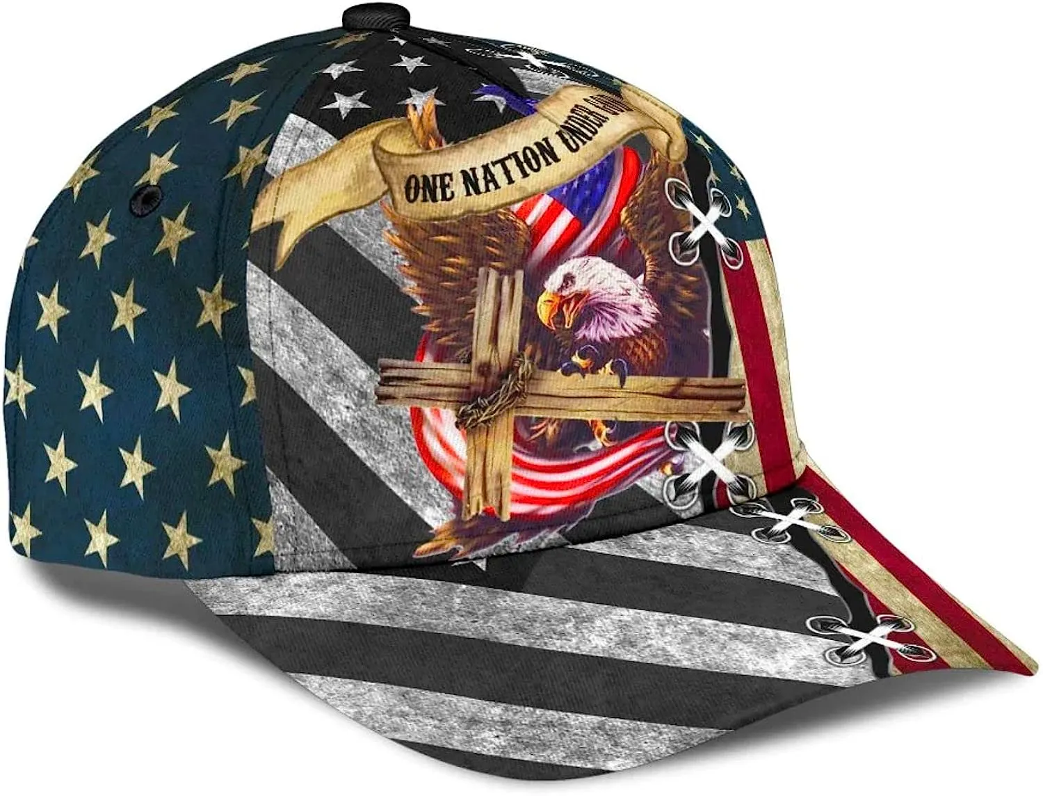 One Nation Under God Cross Eagle Classic Hat All Over Print - Christian Hats for Men and Women