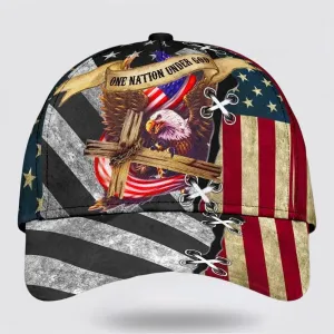 One Nation Under God Cross Eagle Classic Hat All Over Print - Christian Hats for Men and Women