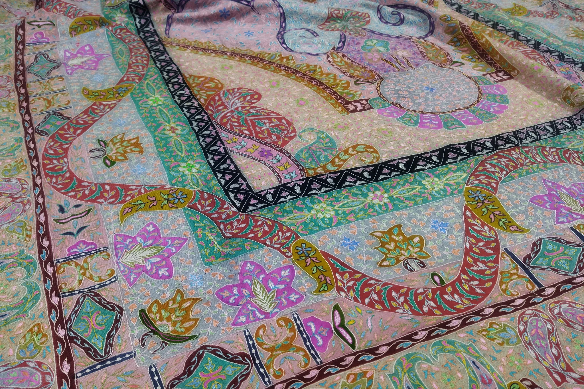 Pashmina kalamkari hanmade shawl 45x85 inch