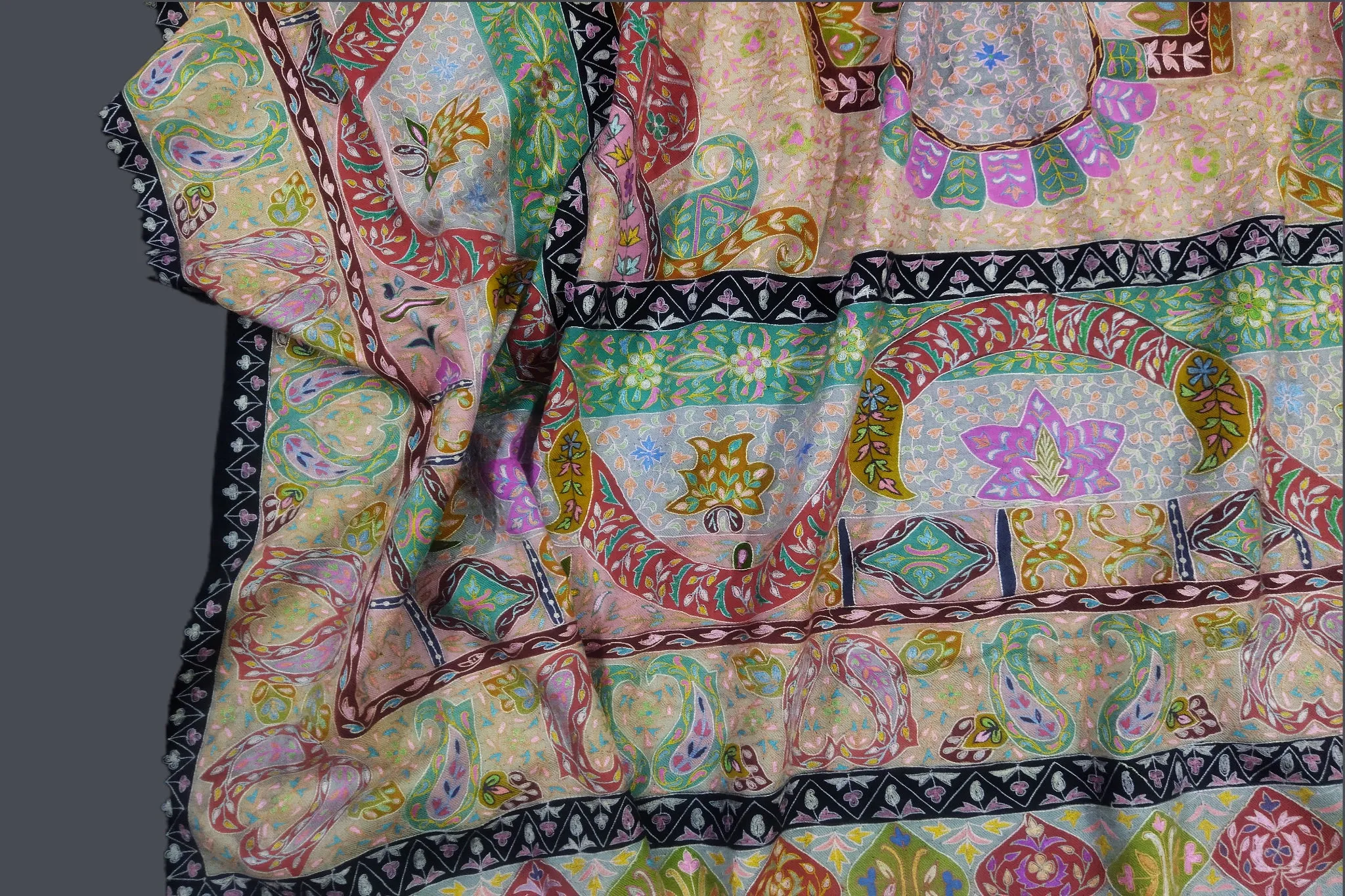 Pashmina kalamkari hanmade shawl 45x85 inch