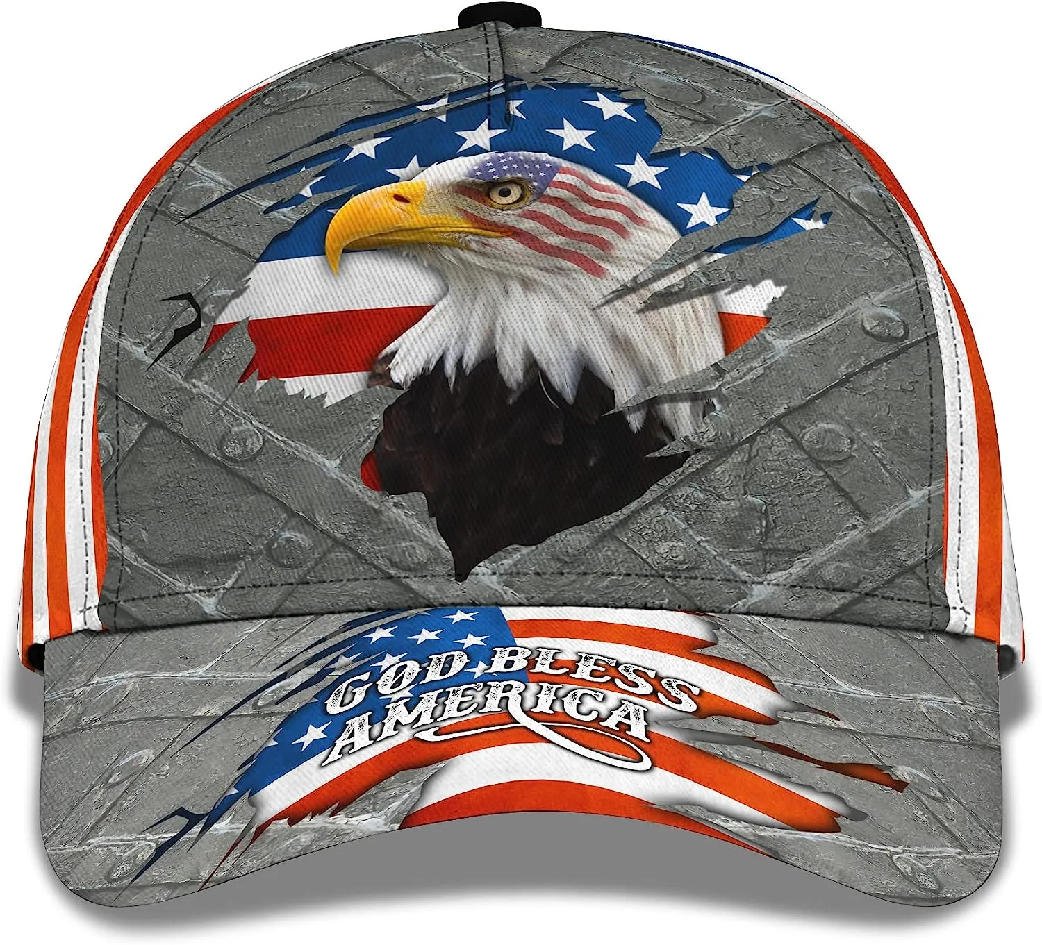 Patriotic God Blessed America Eagle American Flag Custom Name All Over Print Baseball Cap - Christian Hats For Men Women