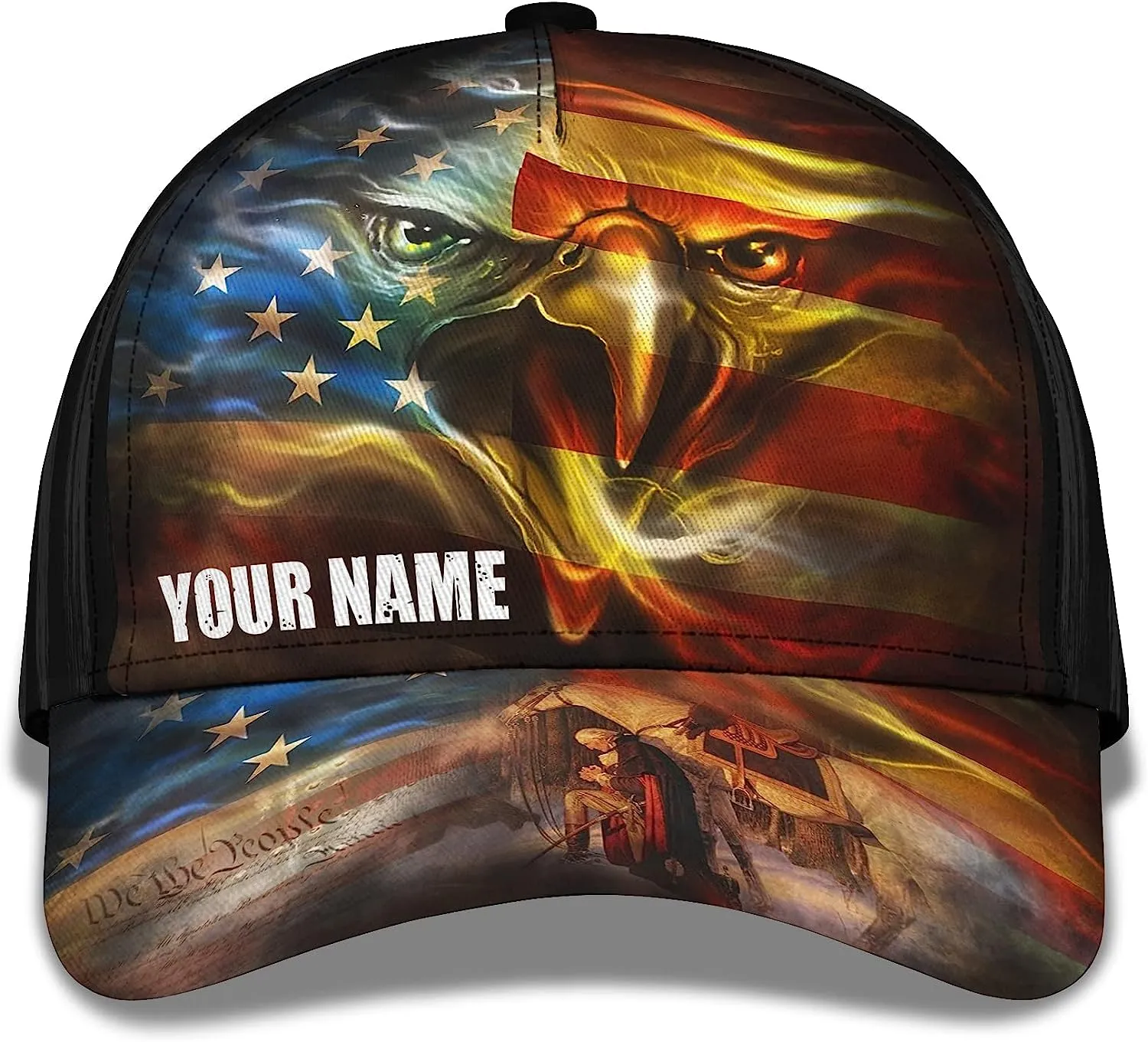 Patriotic We The People Bald Eagle Custom Name All Over Print Baseball Cap - Christian Hats For Men Women