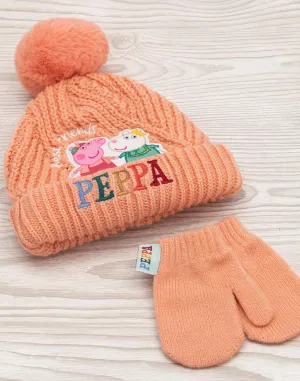 Peppa Pig Girls Hat and Glove Mittens Set