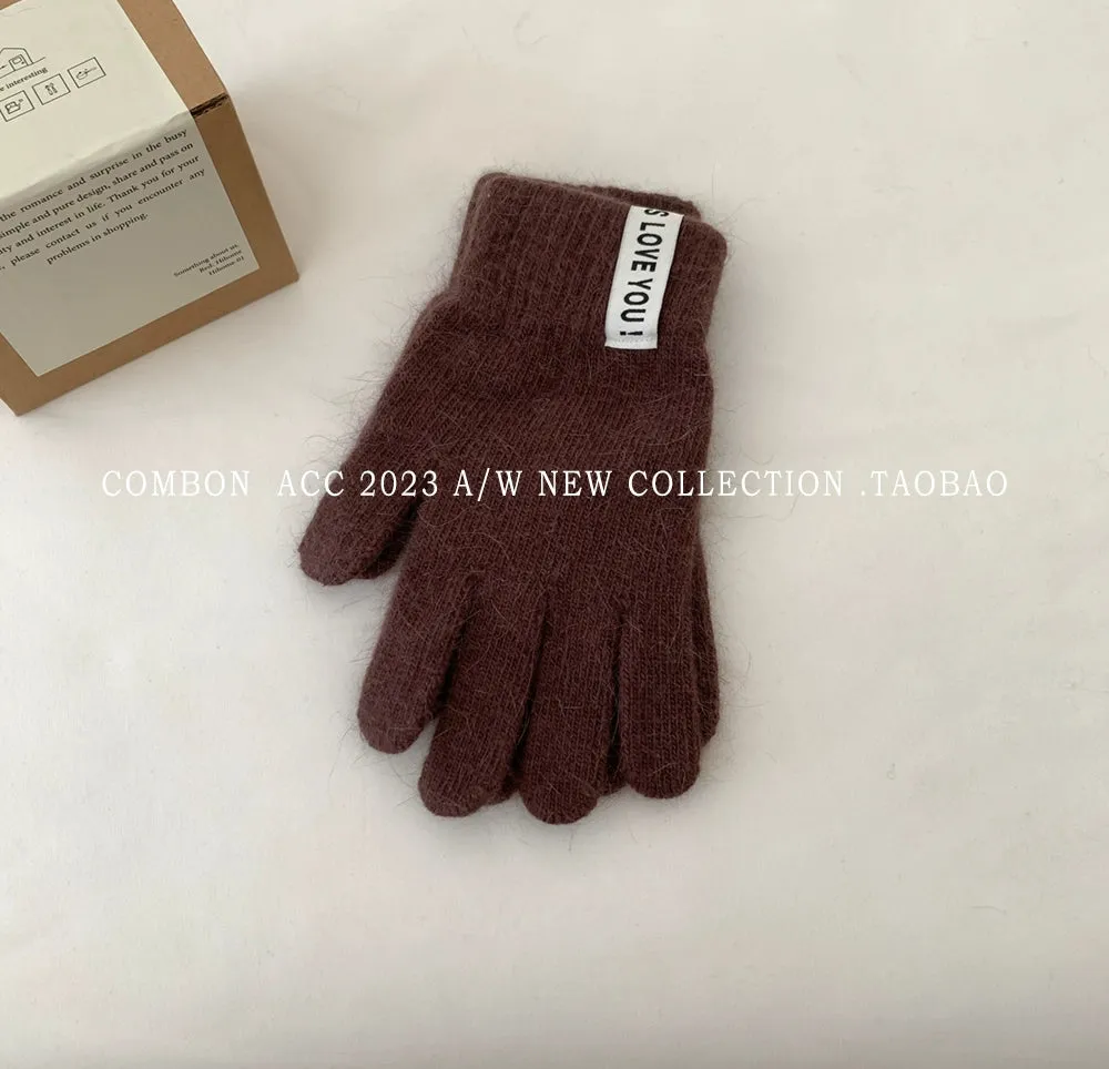 Rabbit Fur Knitted Gloves  Adorable Winter Warmth with Touchscreen Capability!