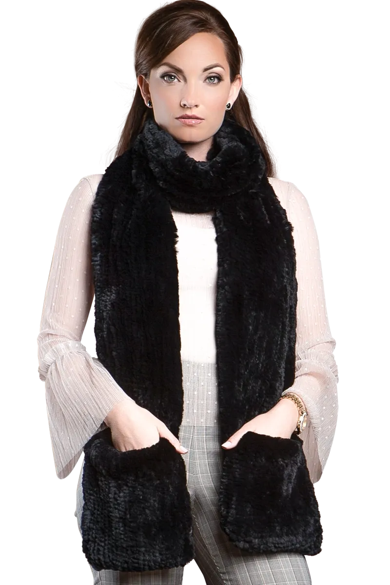 Rex Rabbit Knitted Poche Scarf with Pockets