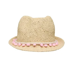 Snapper Rock Pink Pompom Fedora G00655 - Natural