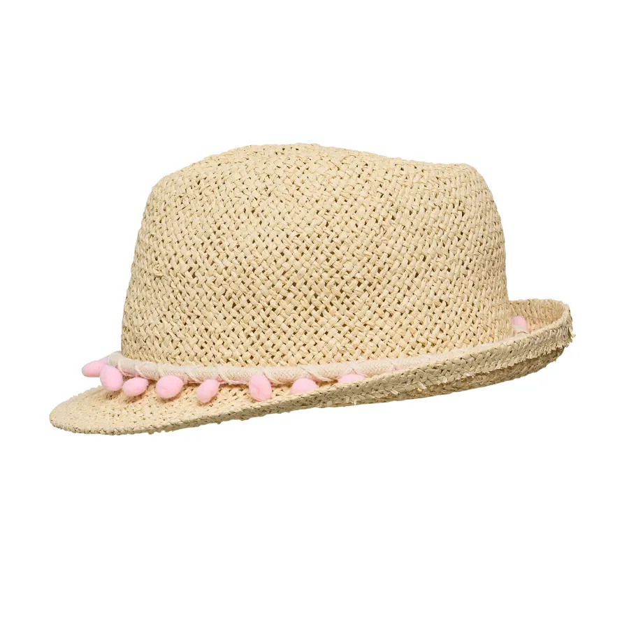 Snapper Rock Pink Pompom Fedora G00655 - Natural