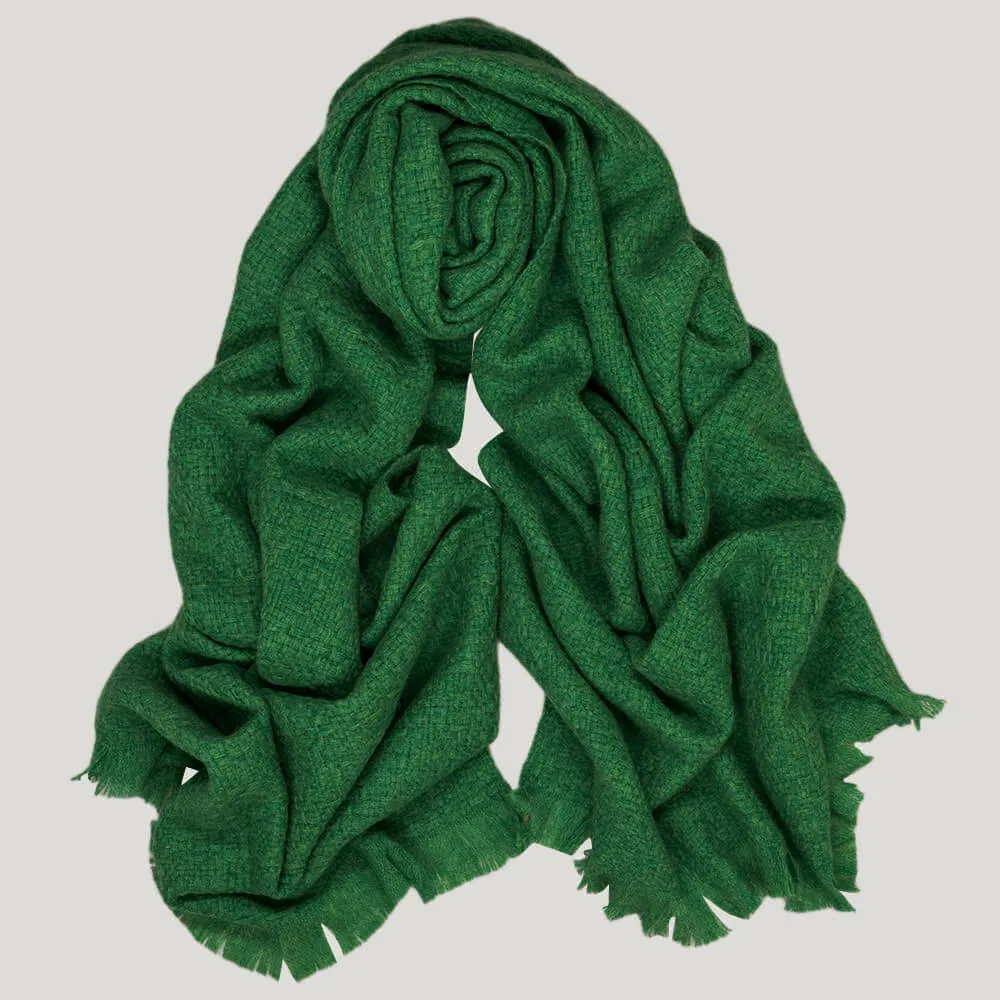 Super Luxe Emerald Green Basket Weave Cashmere Shawl