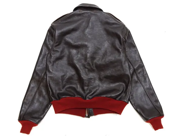 TOYS McCOY A-2 Flight Jacket with Red Rib Men's Casual A2 Leather Bomber Jacket TMJ2422 Dark-Seal-Brown