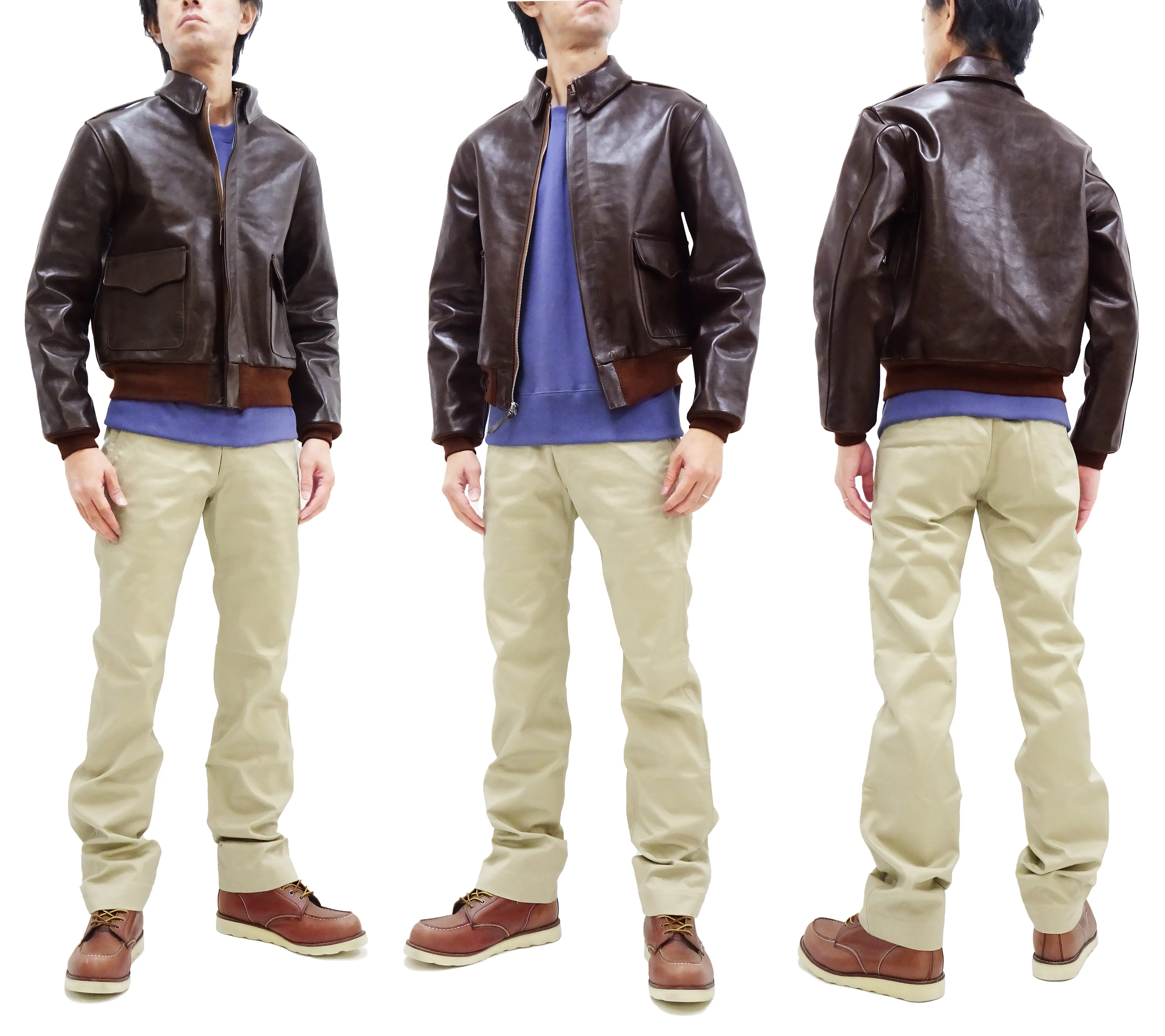 TOYS McCOY Jacket Men's A-2 Flight Jacket Plain A2 Leather Bomber Jacket TMJ2325 Seal Brown