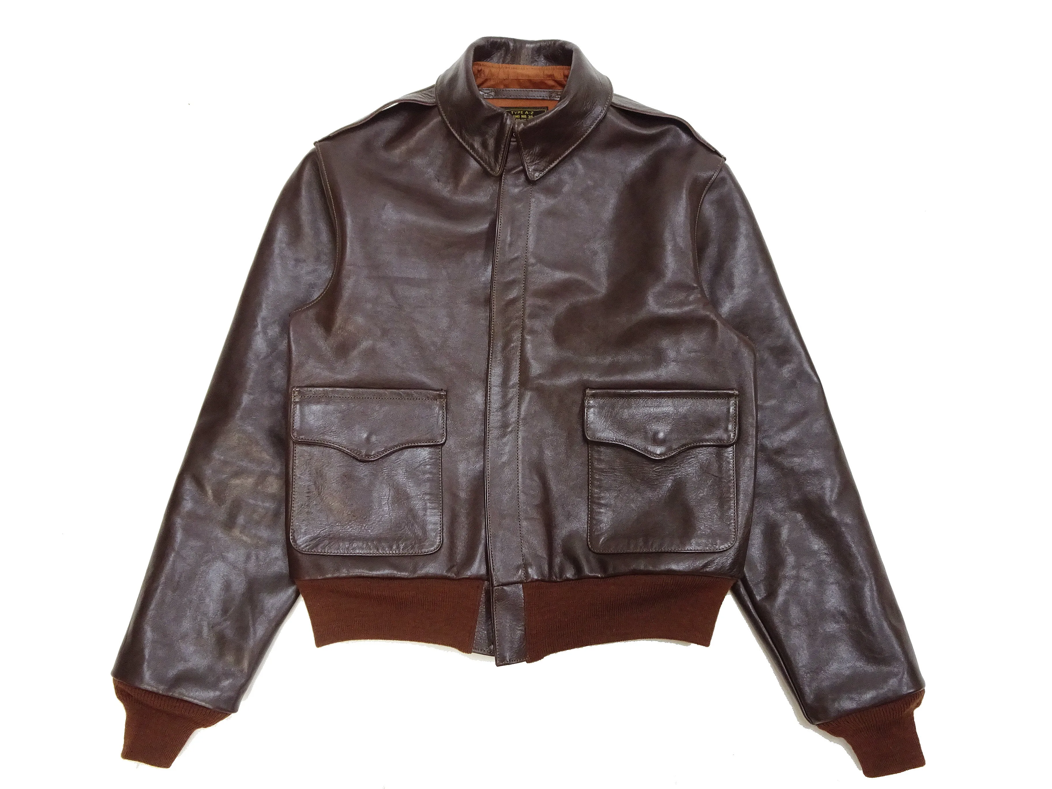 TOYS McCOY Jacket Men's A-2 Flight Jacket Plain A2 Leather Bomber Jacket TMJ2325 Seal Brown