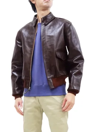 TOYS McCOY Jacket Men's A-2 Flight Jacket Plain A2 Leather Bomber Jacket TMJ2325 Seal Brown