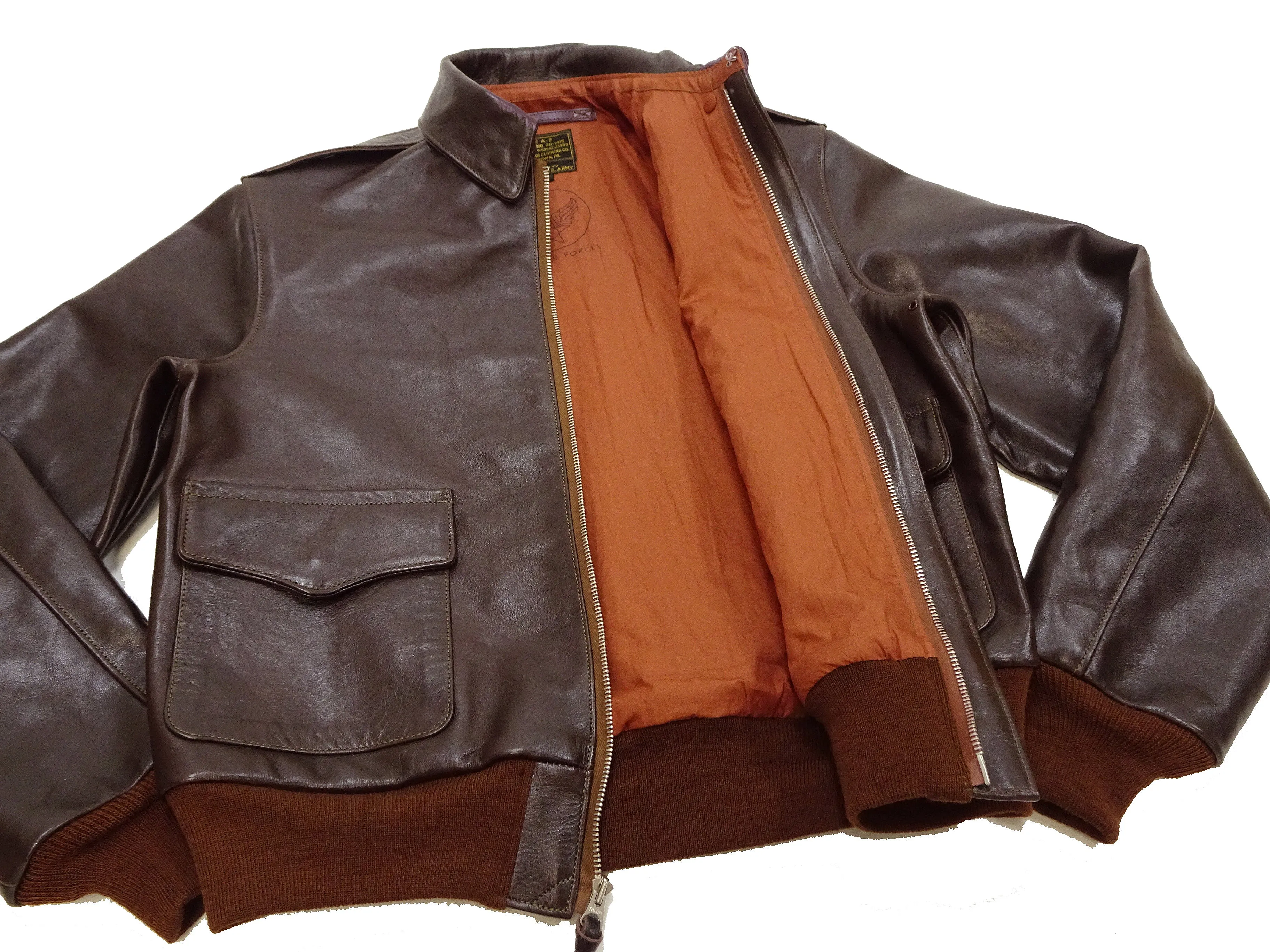 TOYS McCOY Jacket Men's A-2 Flight Jacket Plain A2 Leather Bomber Jacket TMJ2325 Seal Brown