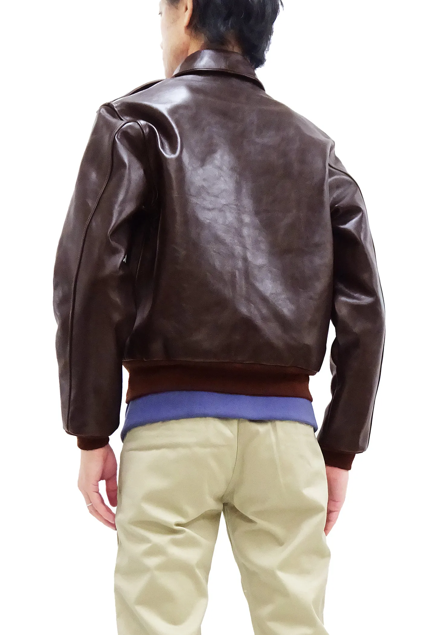 TOYS McCOY Jacket Men's A-2 Flight Jacket Plain A2 Leather Bomber Jacket TMJ2325 Seal Brown