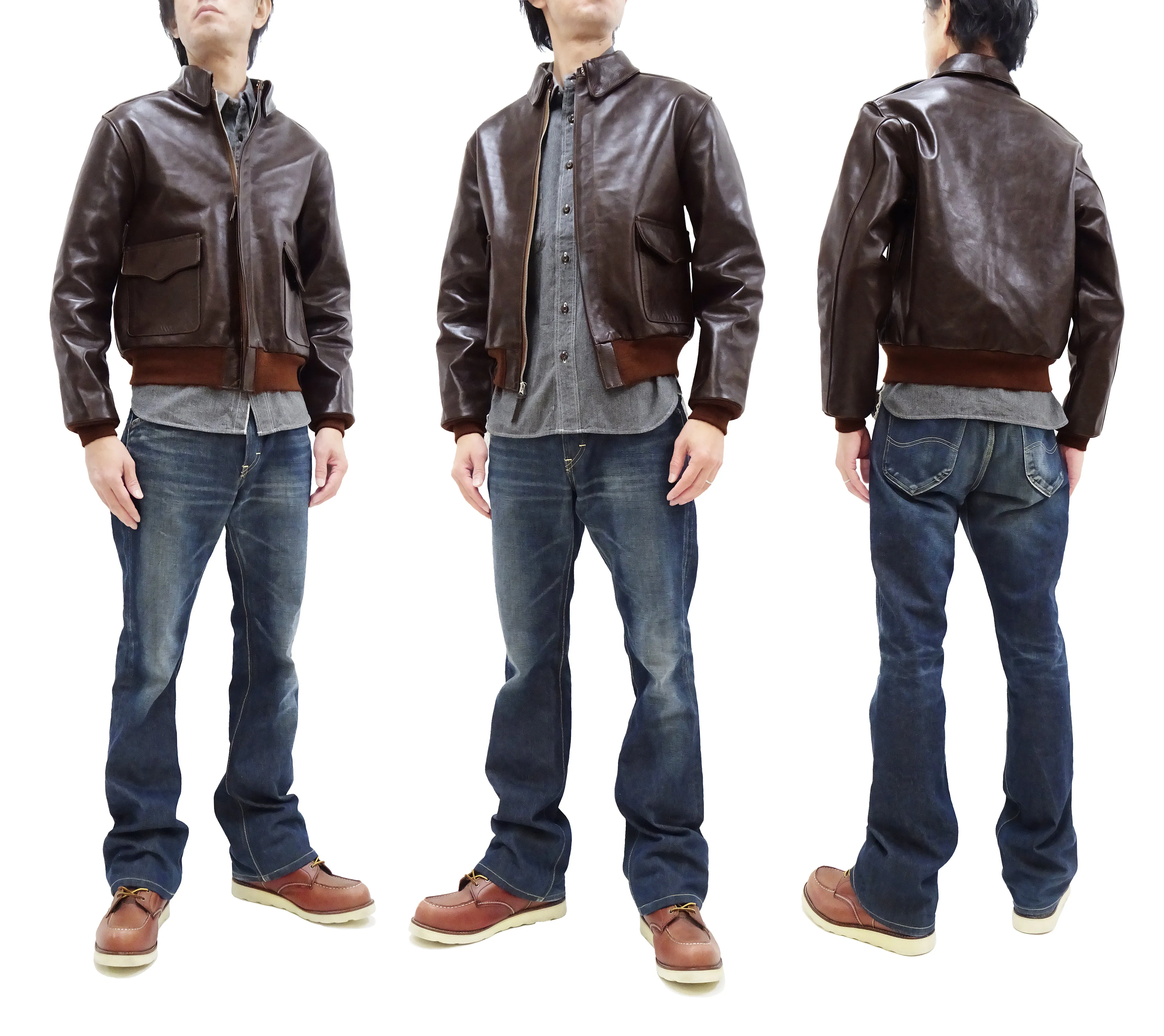 TOYS McCOY Jacket Men's A-2 Flight Jacket Plain A2 Leather Bomber Jacket TMJ2325 Seal Brown