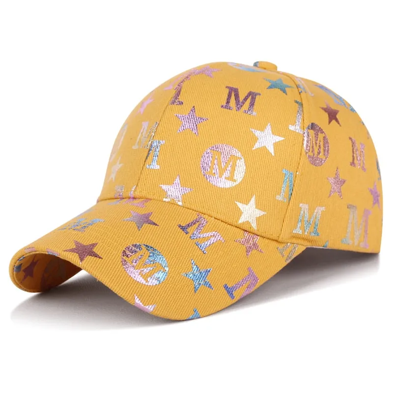 Unisex Fashion Cotton Cap M Letter Stars Graffiti Cool Baseball Cap Men Women Outdoor Adjustable Hat Young Street Peaked  Cap