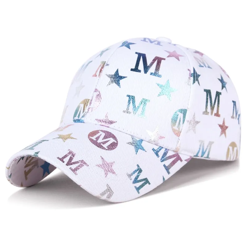 Unisex Fashion Cotton Cap M Letter Stars Graffiti Cool Baseball Cap Men Women Outdoor Adjustable Hat Young Street Peaked  Cap