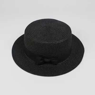 Unisex Summer Beach Bucket Cap Bowknot Straw Hat