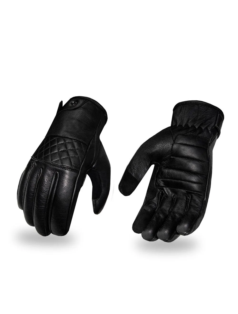 Warm Thermo Touch Screen Classic Short Gauntlet Leather Motorcycle gloves