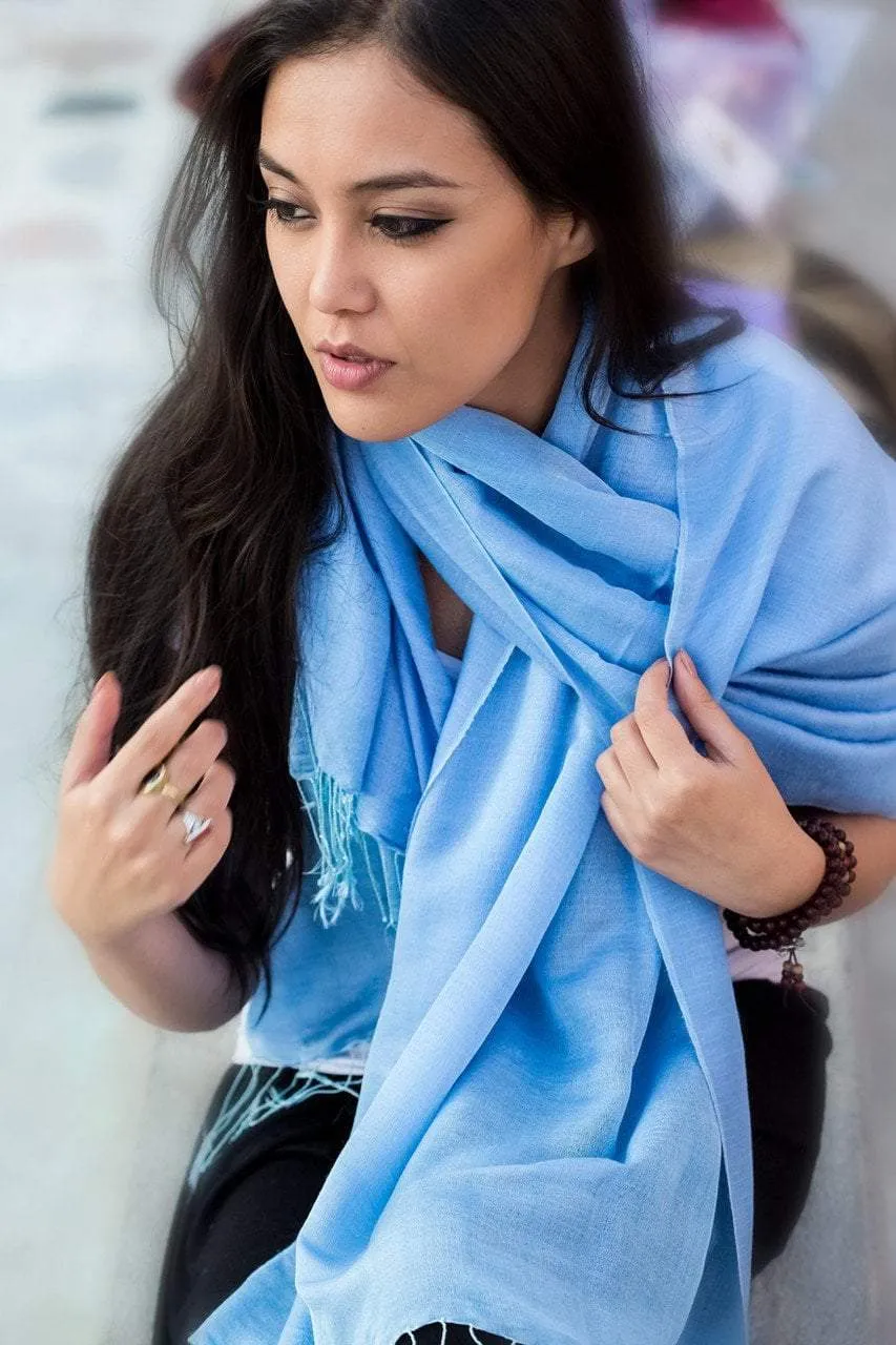 Water Pashmina Shawl in Sky Blue