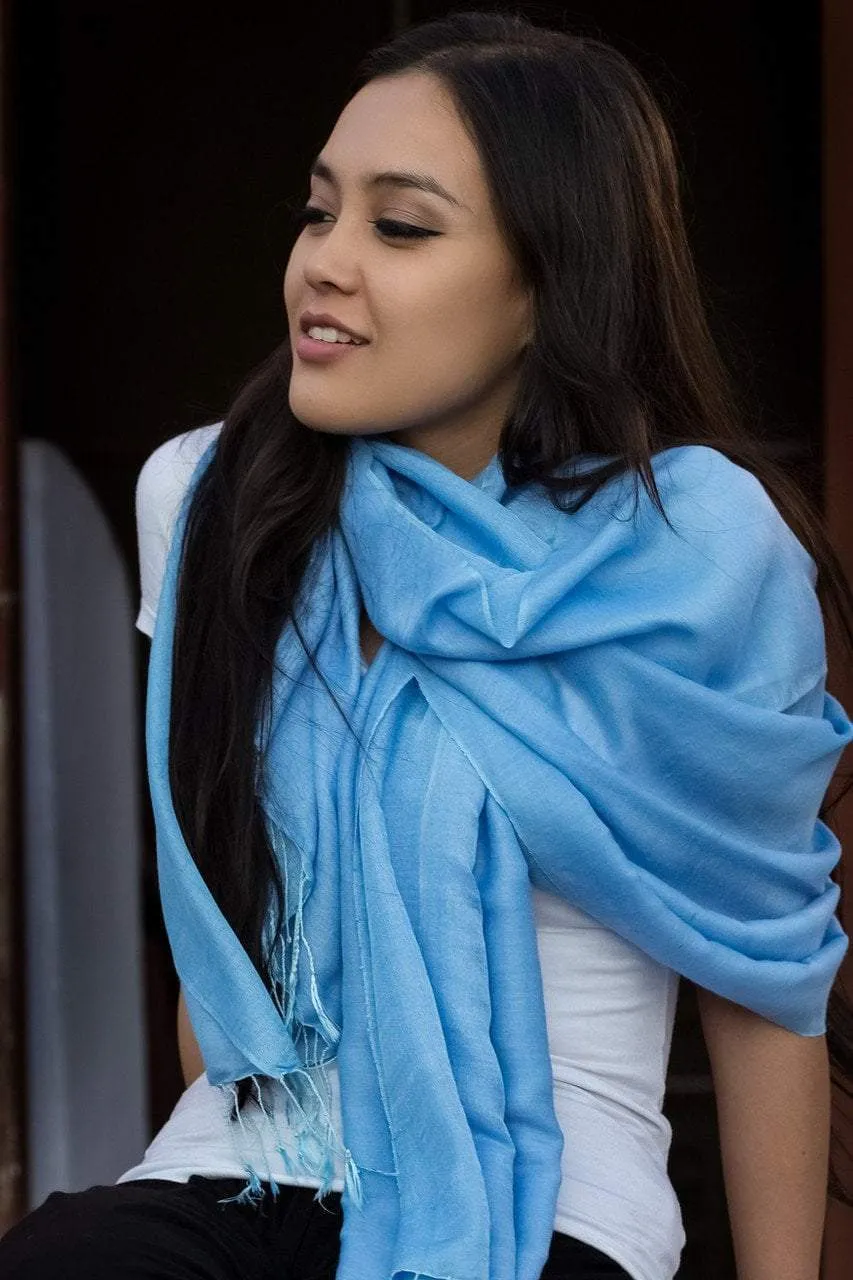 Water Pashmina Shawl in Sky Blue