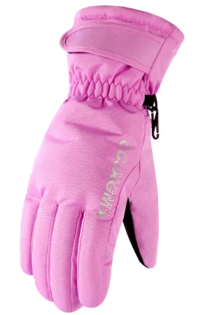 Women Cute Letter Print Windproof Thick Ski Gloves - WSG92524