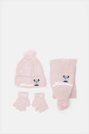 Women Pink Minnie Mouse Knitted Set (3 Piece)