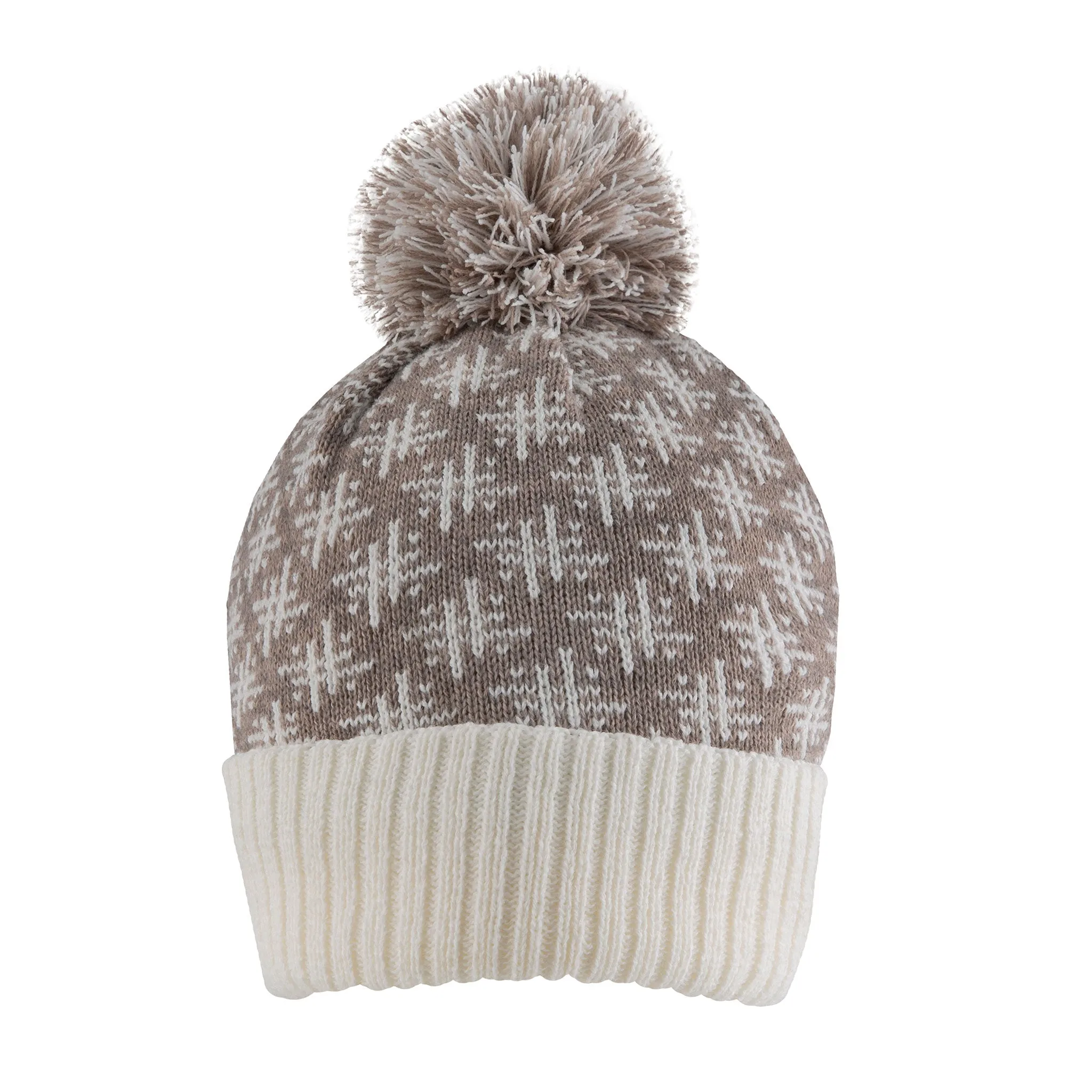 Women’s Jacquard Knitted Bobble Hat with Hash Symbol Pattern