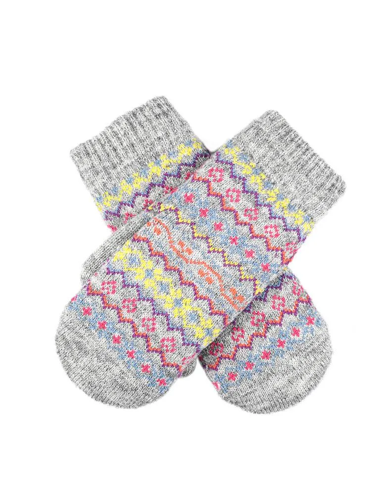 Women’s Jacquard Multi-Colour Fair Isle Knitted Mittens