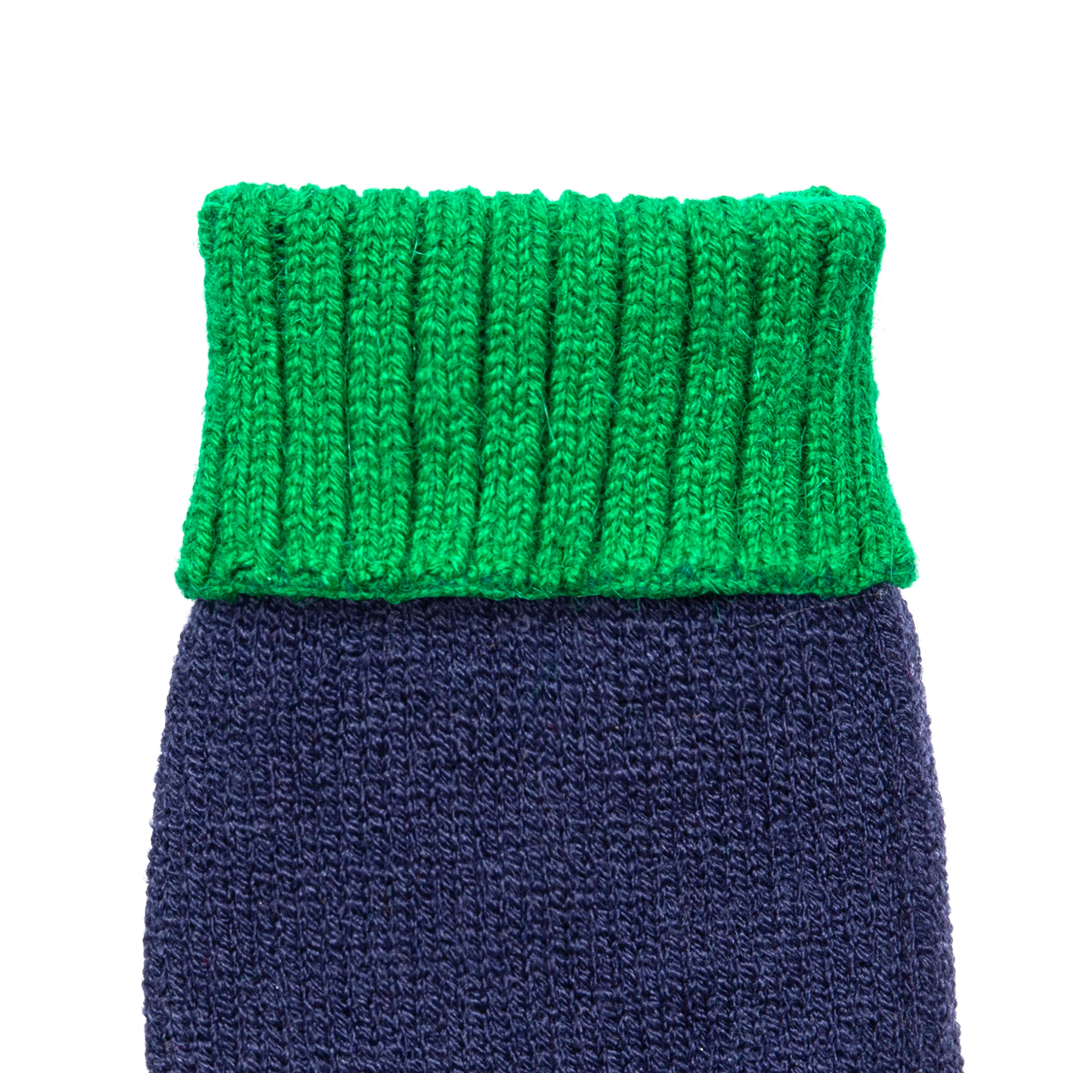 Women’s Two-Tone Knitted Fingerless Gloves with Mitten Flap