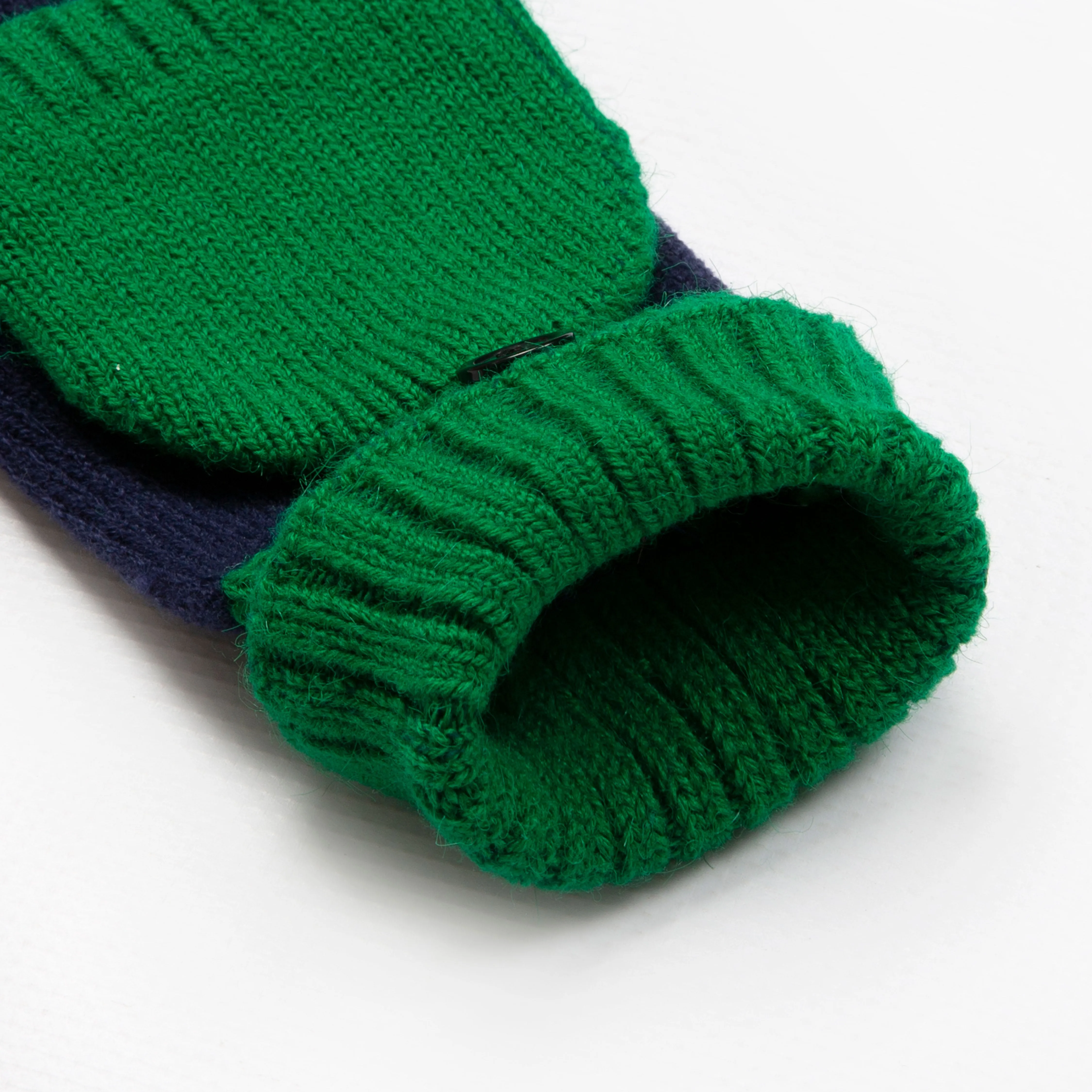 Women’s Two-Tone Knitted Fingerless Gloves with Mitten Flap