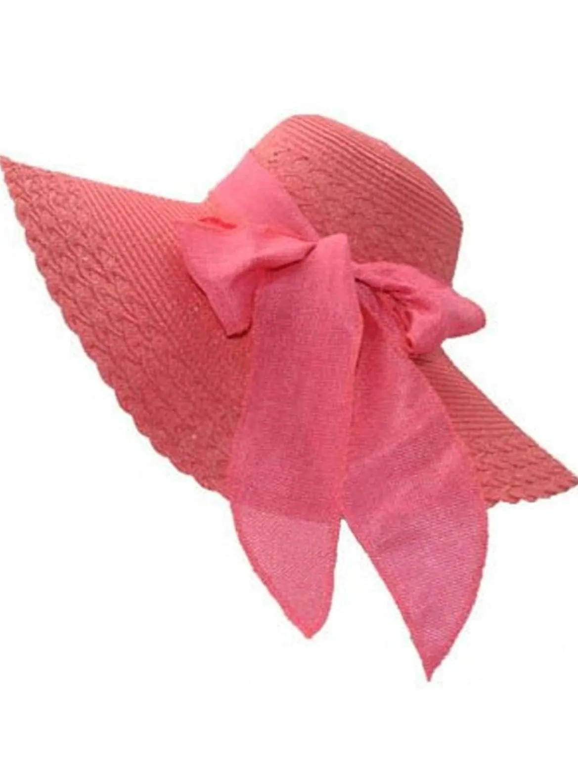 Women's Wide Brim Floppy Hat With Large Ribbon