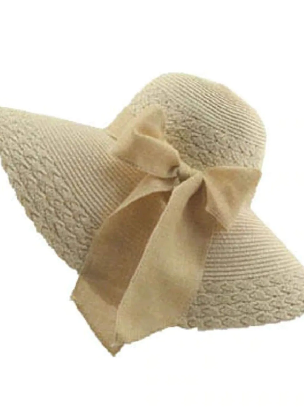 Women's Wide Brim Floppy Hat With Large Ribbon