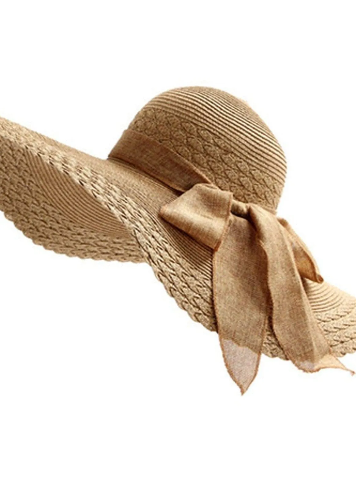 Women's Wide Brim Floppy Hat With Large Ribbon