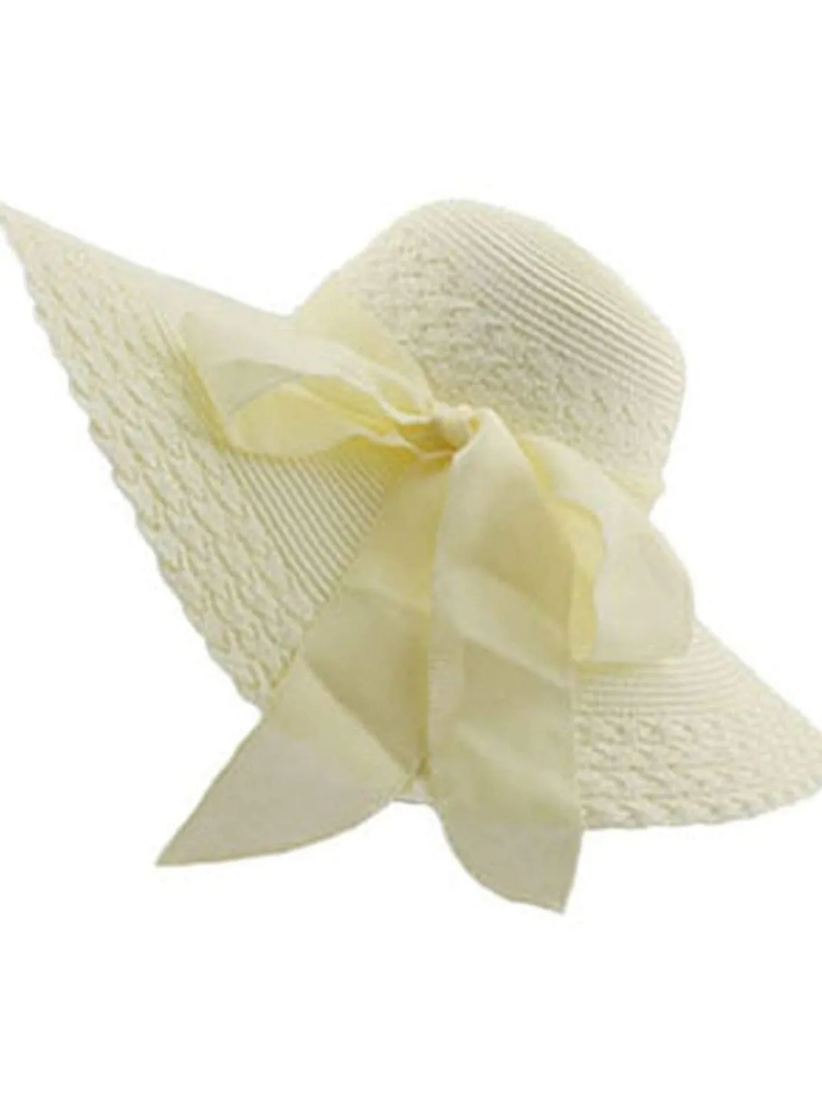 Women's Wide Brim Floppy Hat With Large Ribbon