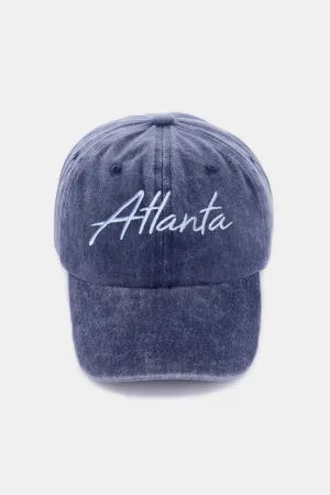 Zenana Washed ATLANTA Embroidered Baseball Cap